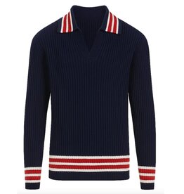 OxKnit FL25 Retro Striped Polo Knitwear
