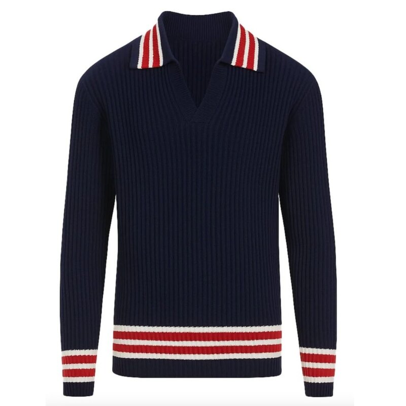 OxKnit FL25 Retro Striped Polo Knitwear