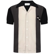 OxKnit FL25 60s Mod Black And Gray Knit Button Shirt