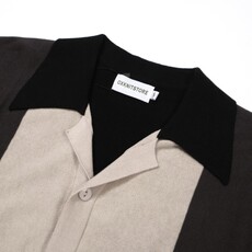 OxKnit FL25 60s Mod Black And Gray Knit Button Shirt