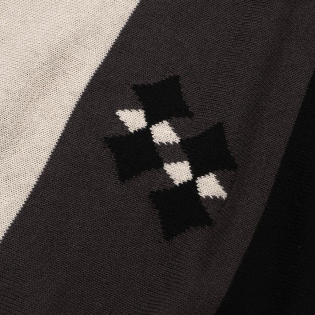 OxKnit FL25 60s Mod Black And Gray Knit Button Shirt
