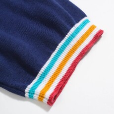 OxKnit FL25 Knit Polo Shirt With Rainbow Trim 60s Mod Button Up