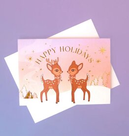 Sunshine Studios Happy Holidays Retro Deer Greeting Card