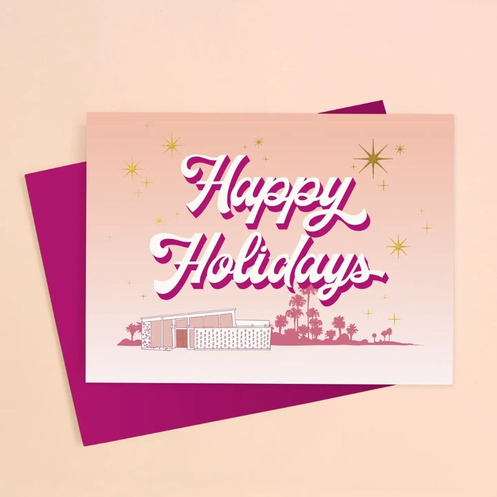Sunshine Studios Midcentury Gold Foil Happy Holidays Card