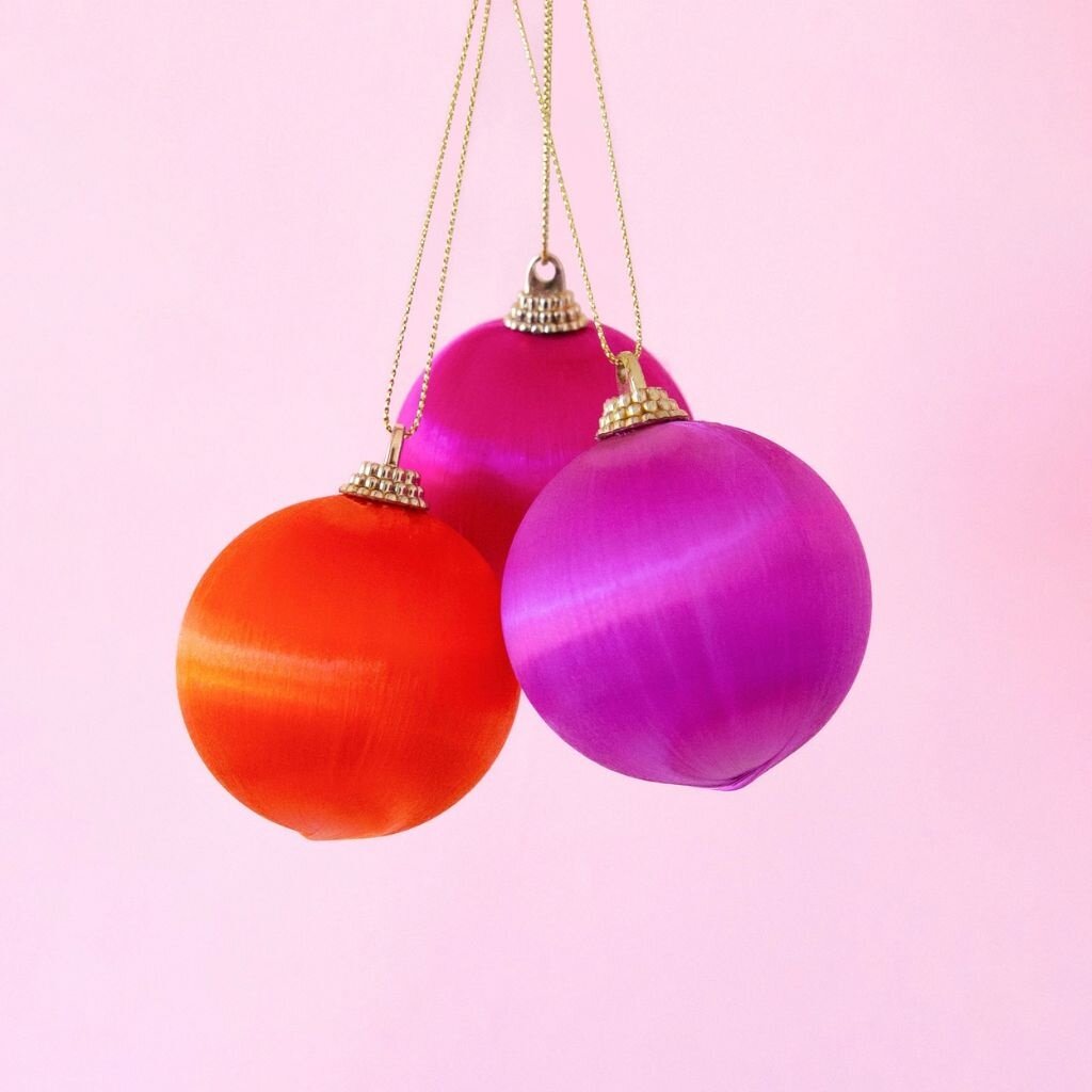 Sunshine Studios Retro Satin Ornaments Set of 9