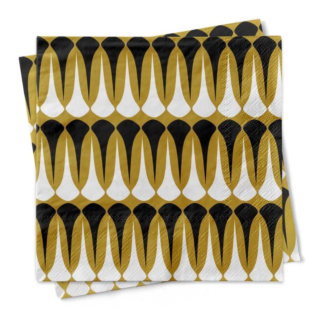 Mod Lounge Paper Co. Black and Gold Darts Mid Century Modern Cocktail Napkins