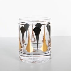 Mod Lounge Paper Co. Black & Gold Mid Century Vintage Whiskey Rocks Glass
