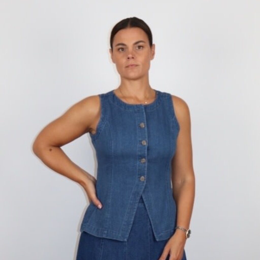 Marine Layer Charlie Longline Denim Vest