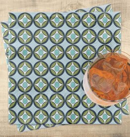 Mod Lounge Paper Co. Blue Circle Mid Century Modern Cocktail Beverage Napkin