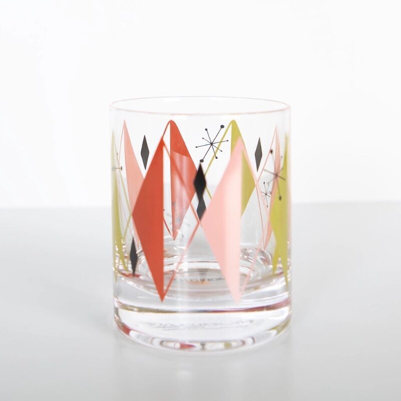Mod Lounge Paper Co. Retro Diamonds Vintage Whiskey Rocks Glass