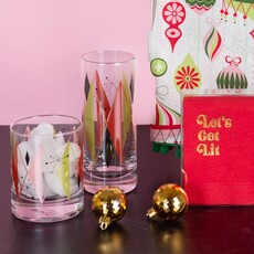 Mod Lounge Paper Co. Retro Diamonds Vintage Whiskey Rocks Glass