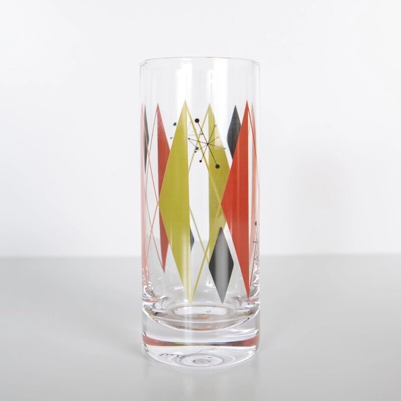 Mod Lounge Paper Co. Retro Diamonds Vintage Highball Glass