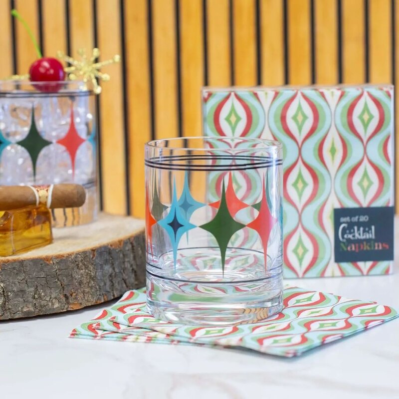 Mod Lounge Paper Co. Starlight Diamond Row Vintage Whiskey Glass