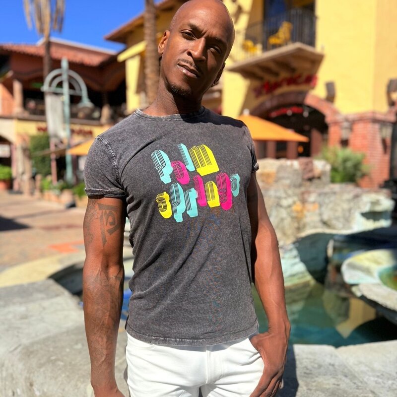 Peepa's Palm Springs Graphic on Denim Shirt