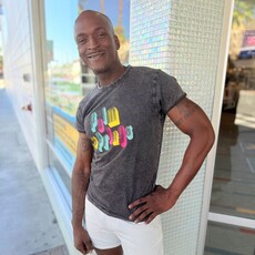 Peepa's Palm Springs Graphic on Denim Shirt