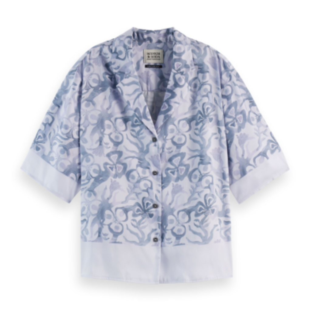 Scotch & Soda - Womenswear Dancer Lavender Printed Short Sleeve Shirt