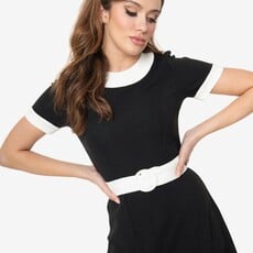 Unique Vintage & Smak Parlour Black & White Belted Show Stealer Dress