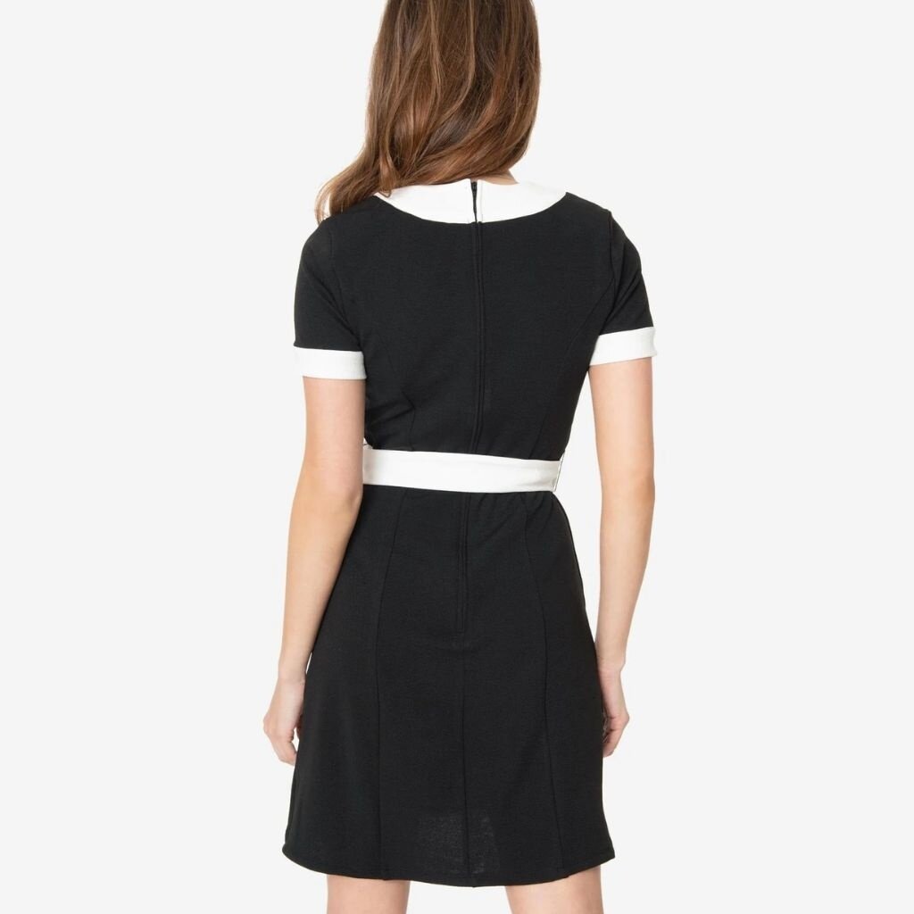 Unique Vintage & Smak Parlour Black & White Belted Show Stealer Dress