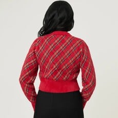 Unique Vintage & Smak Parlour  Red Plaid Long Sleeve Cardigan