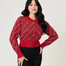 Unique Vintage & Smak Parlour  Red Plaid Long Sleeve Cardigan
