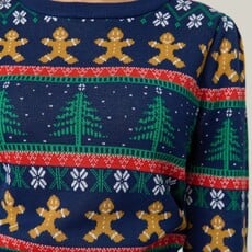 Unique Vintage & Smak Parlour Navy & Gingerbread Men Fair Isle Sweater