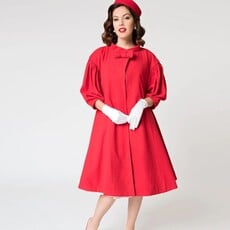 Unique Vintage & Smak Parlour Barbie™ x Unique Vintage 1960s Style Red Flare Swing Coat