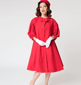 Unique Vintage & Smak Parlour Barbie™ x Unique Vintage 1960s Style Red Flare Swing Coat