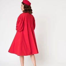 Unique Vintage & Smak Parlour Barbie™ x Unique Vintage 1960s Style Red Flare Swing Coat