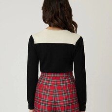 Unique Vintage & Smak Parlour Black & Ivory Holly Embroidered Cardigan