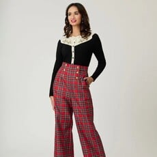 Unique Vintage & Smak Parlour Black & Ivory Holly Embroidered Cardigan