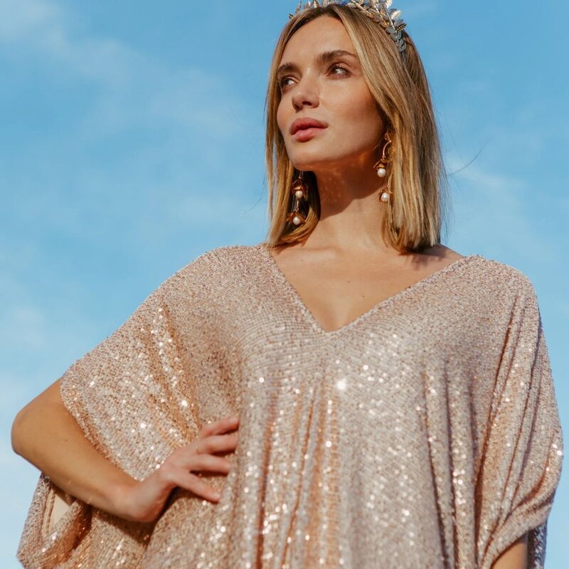 Jennafer Grace Consignment Rose Gold Sequin Caftan