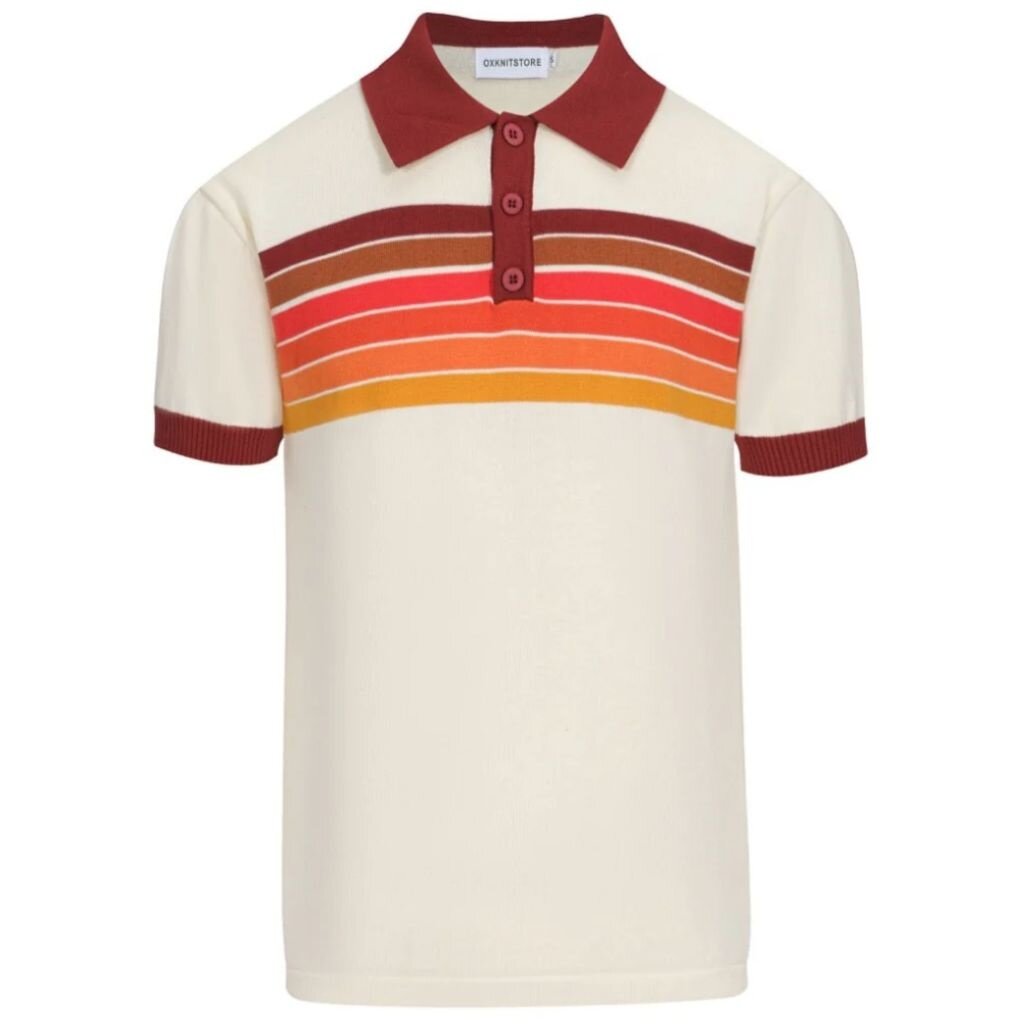OxKnit FL25 Mens Vintage 1970s Knit Polo Shirt