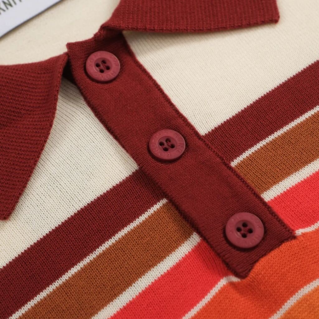 OxKnit FL25 Mens Vintage 1970s Knit Polo Shirt