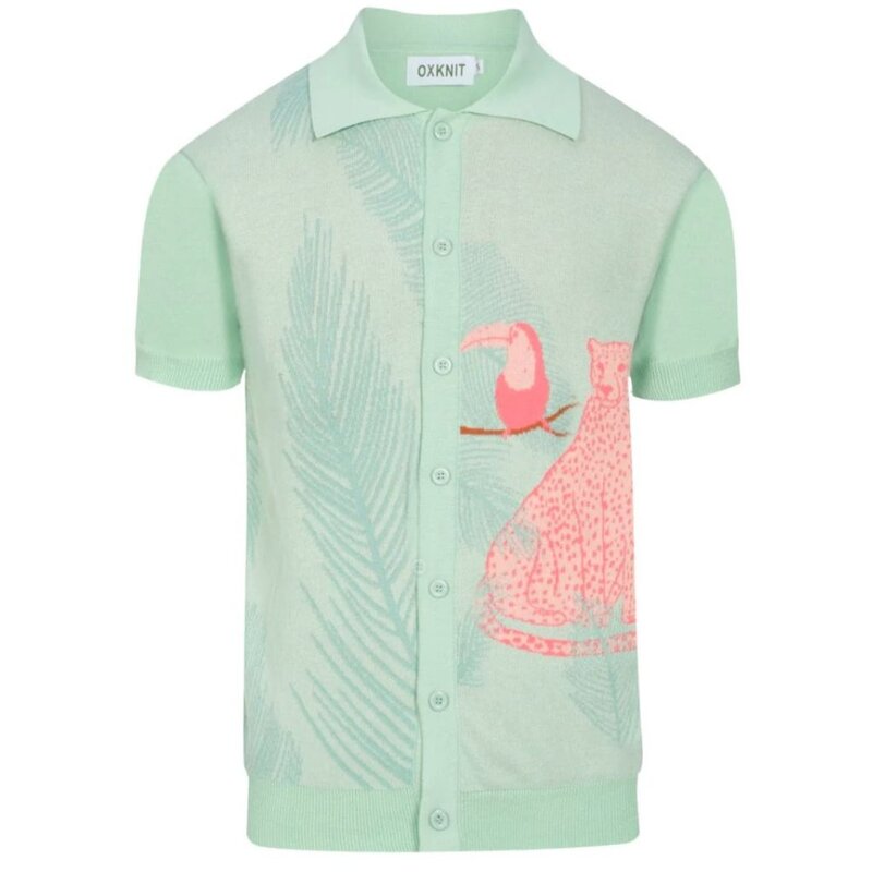 OxKnit FL25 Mens Tropical Jungle Knit Shirt