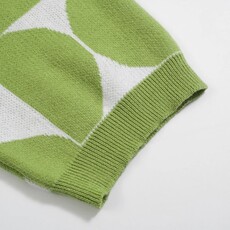OxKnit FL25 Mens Retro Knit Polo Geometric Button
