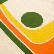 OxKnit FL25 Mens Retro Knit Polo 1970s Geometric Graphic