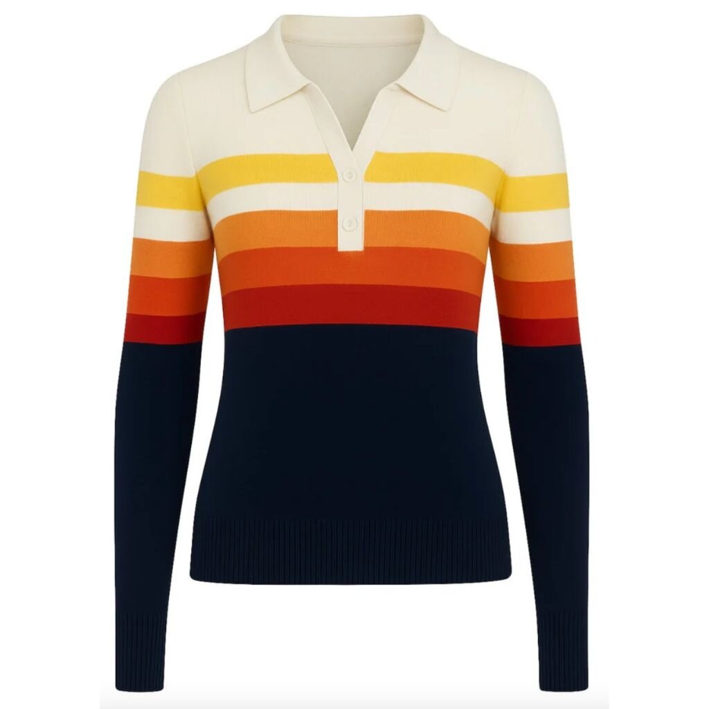 OxKnit FL25 Womens Striped V-neck Knit