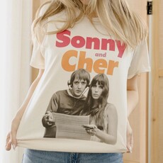 LivyLu Sonny & Cher Bold Off White Licensed Graphic Thrifted Tee