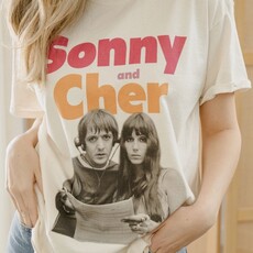 LivyLu Sonny & Cher Bold Off White Licensed Graphic Thrifted Tee