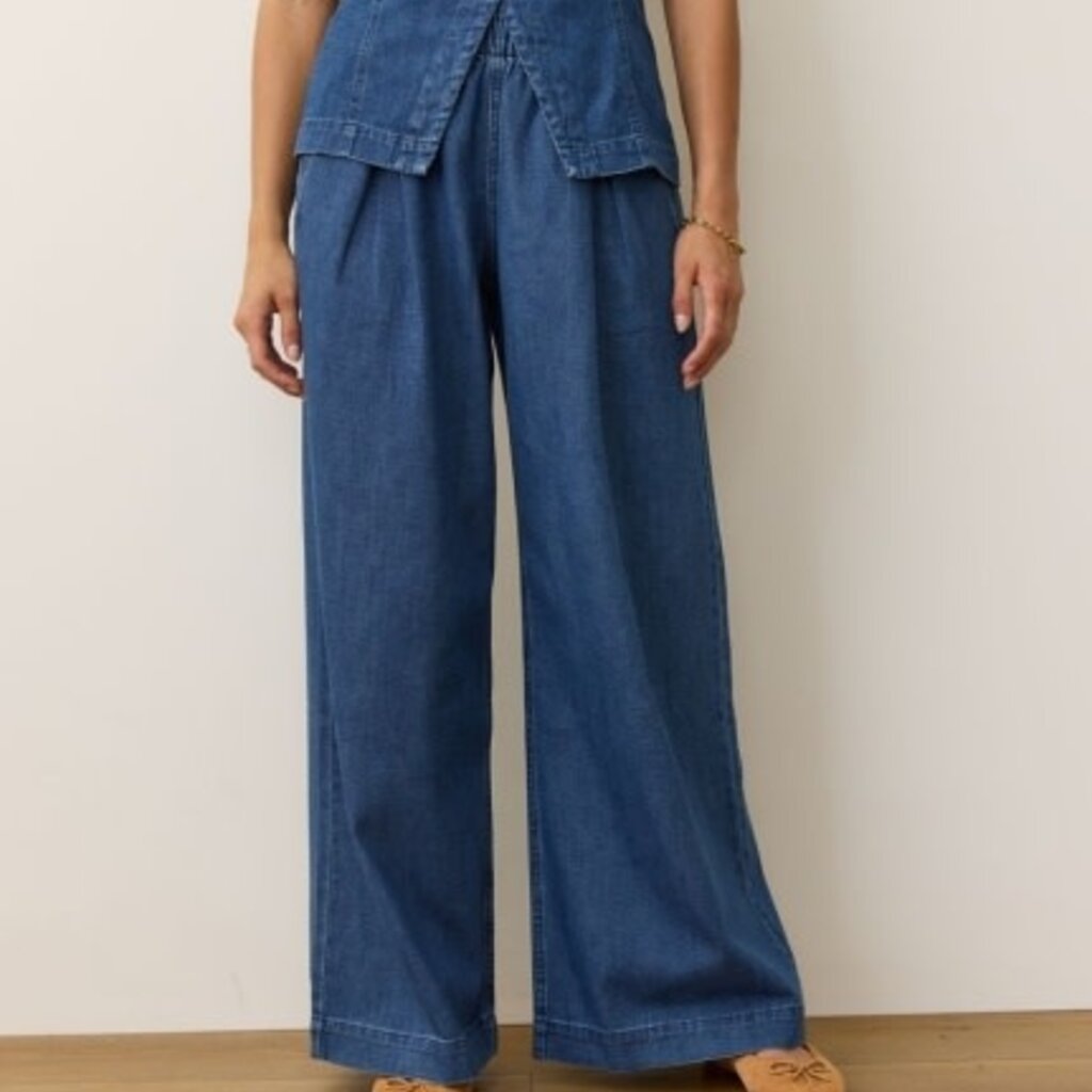 Marine Layer Allison Pleated Wide Leg Denim Trouser