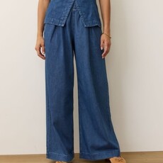 Marine Layer Allison Pleated Wide Leg Denim Trouser