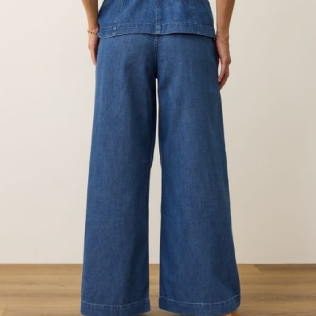 Marine Layer Allison Pleated Wide Leg Denim Trouser