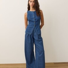 Marine Layer Allison Pleated Wide Leg Denim Trouser