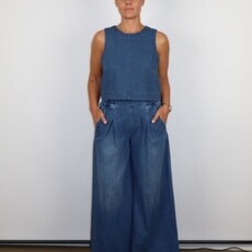 Marine Layer Allison Pleated Wide Leg Denim Trouser