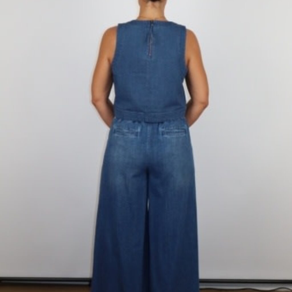 Marine Layer Allison Pleated Wide Leg Denim Trouser