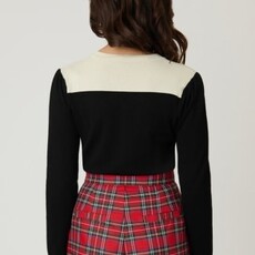 Unique Vintage & Smak Parlour Black & Ivory Holly Embroidered Cardigan