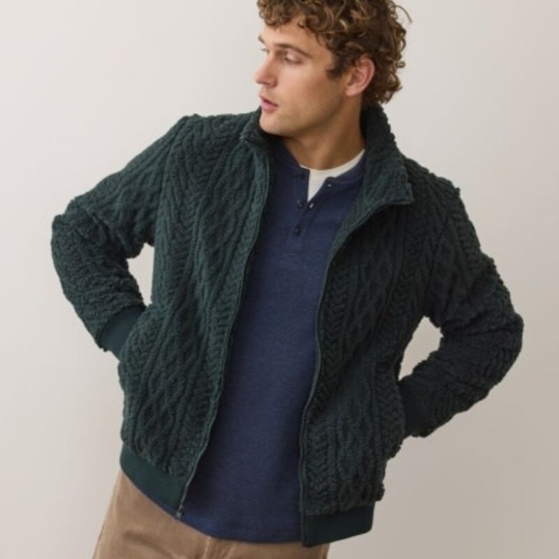 Marine Layer Jacquard Sherpa Full Zip Jacket