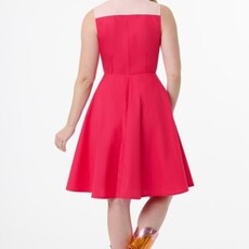 Unique Vintage & Smak Parlour 1950s Pink Western Cotton Flare Dress