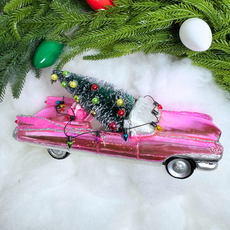 180 Degrees Pink Cadillac w/Tree Ornament 8.25"