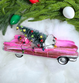 180 Degrees Pink Cadillac w/Tree Ornament 8.25"